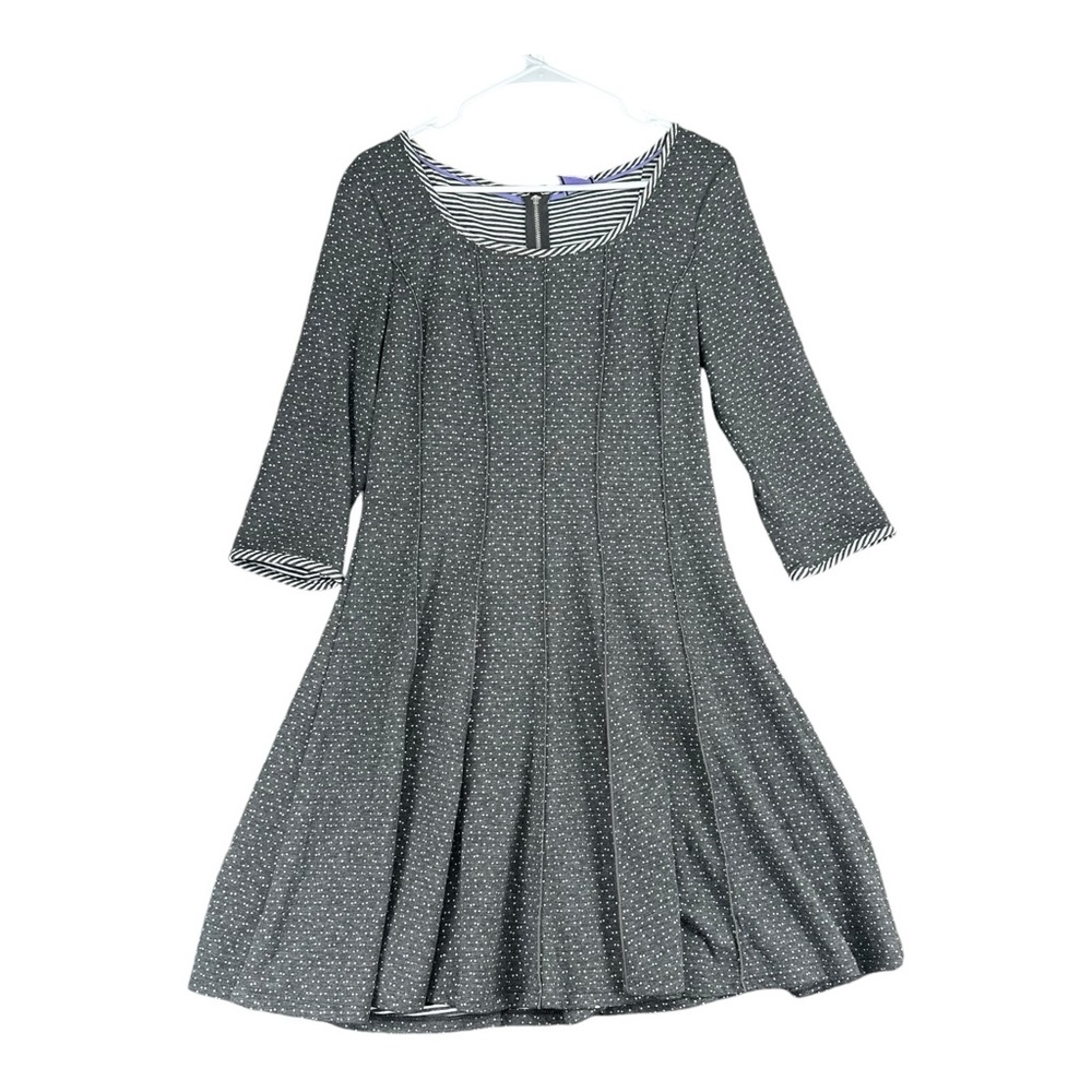 V by Violet Weekend Women’s L Large Black Dot Fit and Flare Dress Career Office